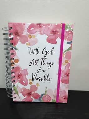 Pink Floral Spiral Journal with Elastic Band - Inspirational Quote